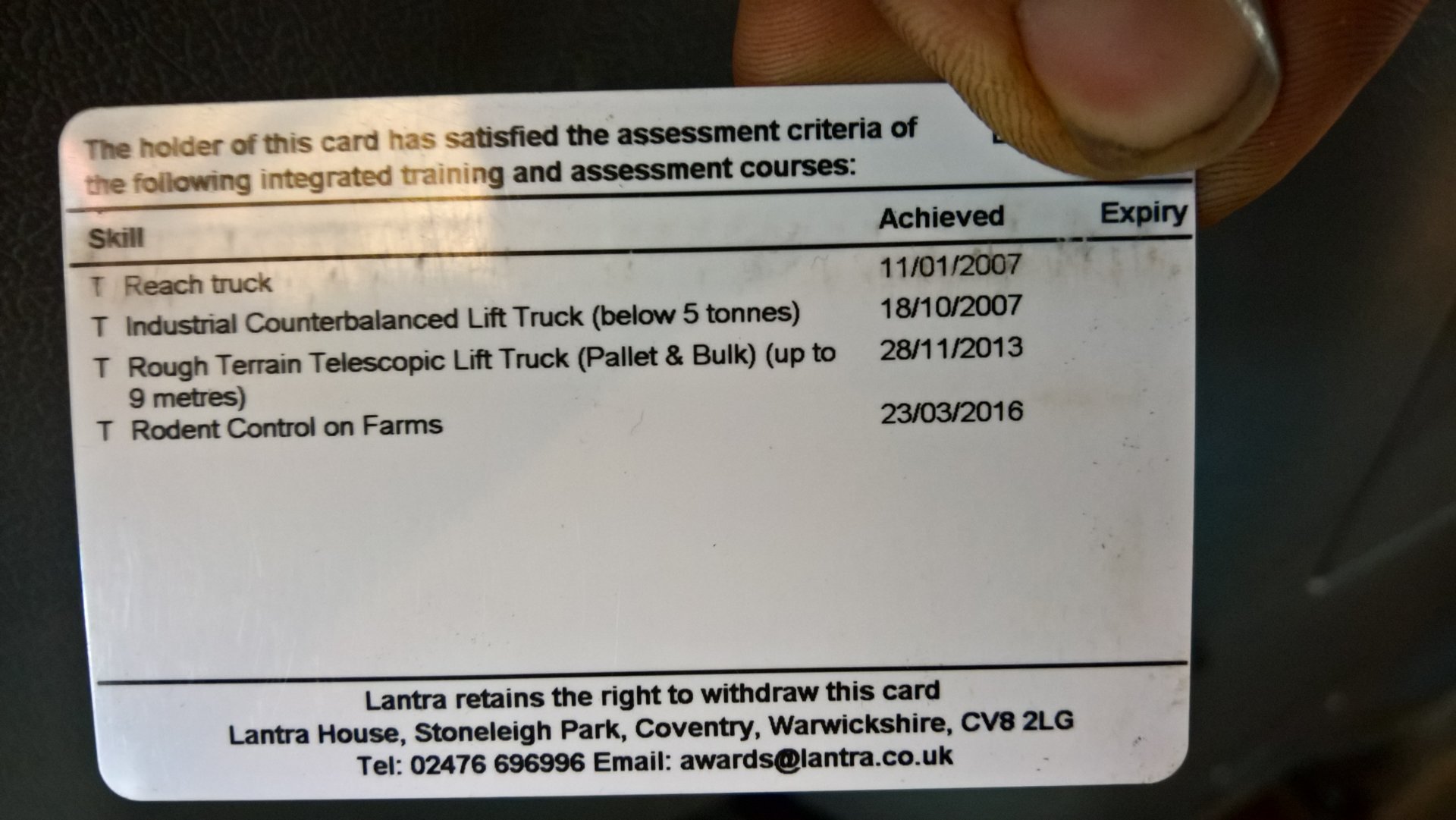 Lantra telehandler licence The Farming Forum