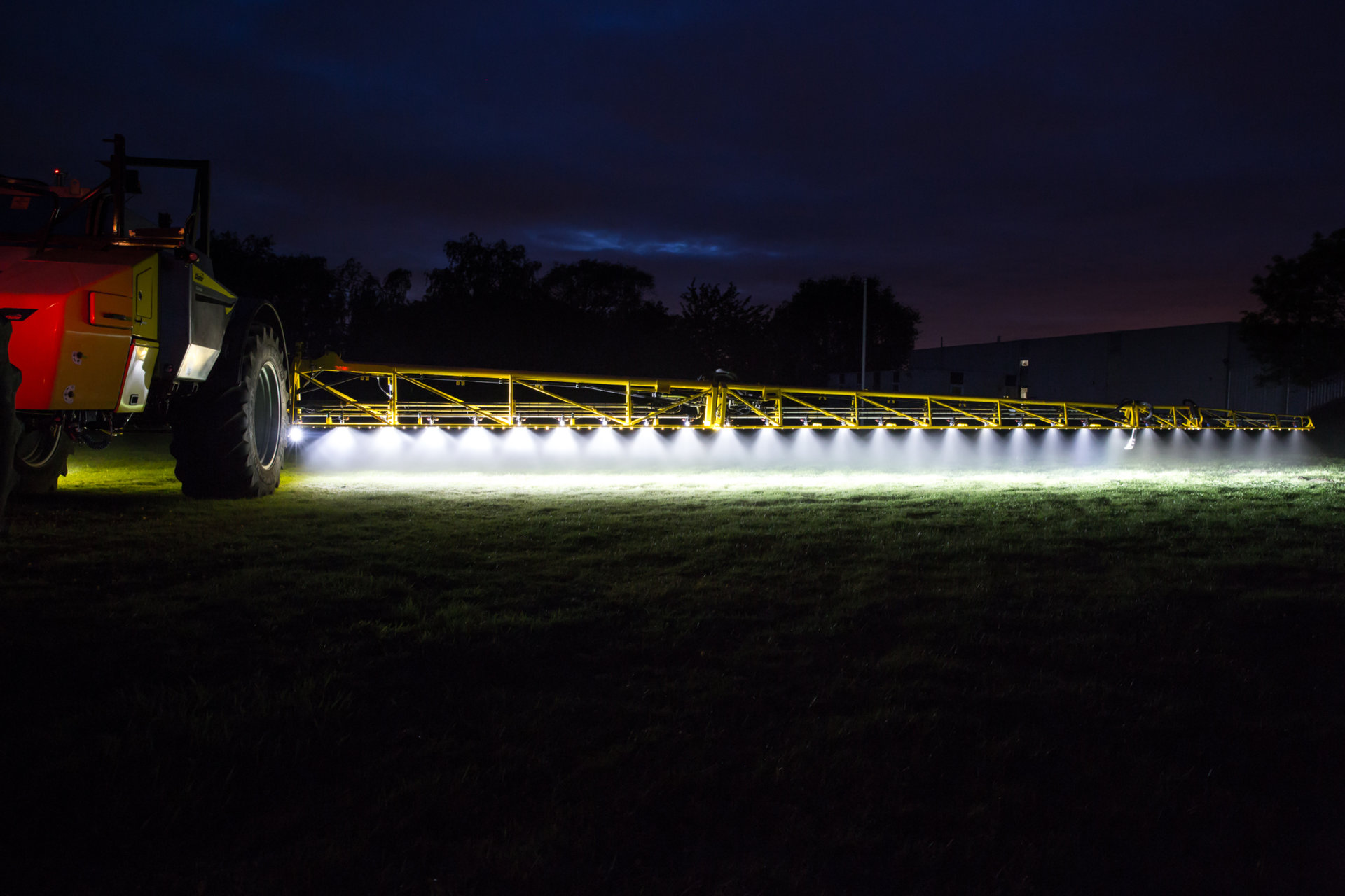Blue LED lights on sprayer booms The Farming Forum